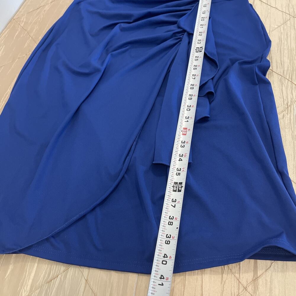 Venus Royal Blue Faux Wrap Ruched Midi Dress XL 3/4 Sleeve - Picture 11 of 12